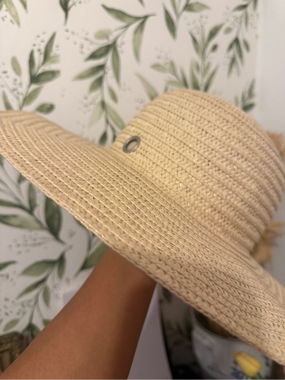 Wide Brim Straw Sun Hat - Natural Beige